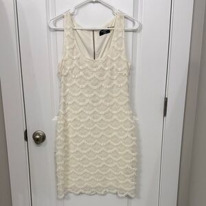 Guess Cream Textured Mini Dress